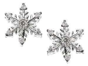 Unbranded 9ct White Gold And Cubic Zirconia Snowflake