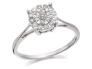 Unbranded 9ct White Gold And Diamond Cluster Ring 0.25ct