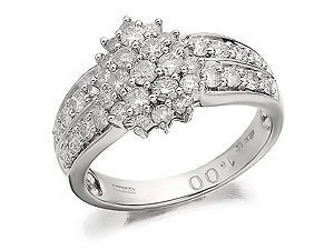 Unbranded 9ct White Gold and Diamond Cluster Ring 047120-N