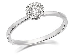 Unbranded 9ct White Gold And Diamond Cluster Ring 15pts -