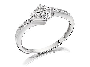 Unbranded 9ct White Gold And Diamond Cluster Ring 20pts -