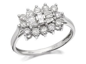 Unbranded 9ct White Gold And Diamond Cluster Ring 65pts -