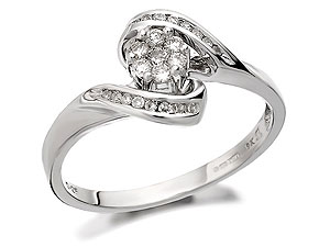 Unbranded 9ct-White-Gold-And-Diamond-Crossover-Cluster-Ring--0.25ct-046670