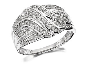 Unbranded 9ct-White-Gold-And-Diamond-Crossover-Four-Row-Band-Ring--0.33ct-047250