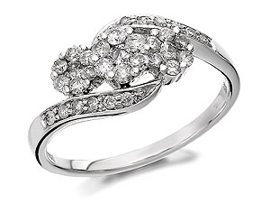 Unbranded 9ct-White-Gold-And-Diamond-Crossover-Trilogy-Ring--0.5ct-047168