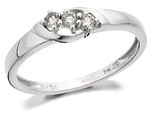 Unbranded 9ct White Gold And Diamond Crossover Trilogy