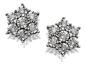 Unbranded 9ct White Gold And Diamond Daisy Cluster