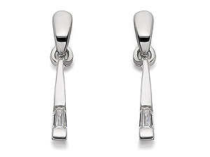 Unbranded 9ct White Gold And Diamond Drop Earrings - 049410