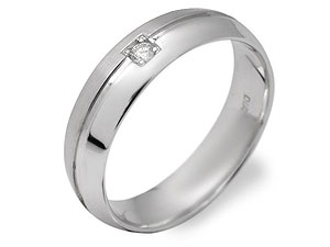 Unbranded 9ct White Gold and Diamond Grooms Wedding Ring