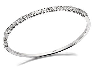 Unbranded 9ct White Gold And Diamond Hinged Tennis Bangle