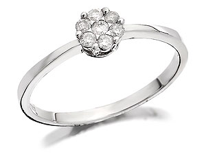 Unbranded 9ct-White-Gold-And-Diamond-Mini-Cluster-Ring--15pts-046621