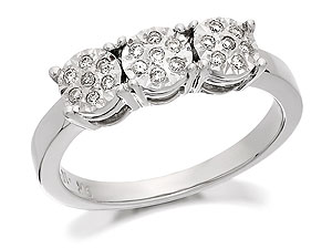 Unbranded 9ct White Gold And Diamond Starburst Trilogy