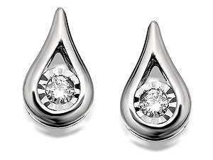 Unbranded 9ct White Gold And Diamond Tear Drop Earrings