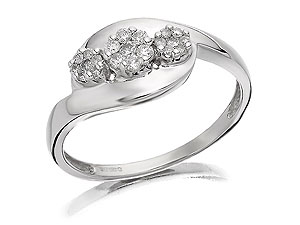 Unbranded 9ct White Gold and Diamond Trilogy Crossover Ring 047110-K