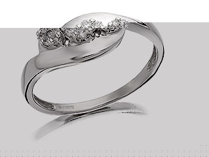 Unbranded 9ct White Gold and Diamond Trilogy Crossover Ring 047110-R