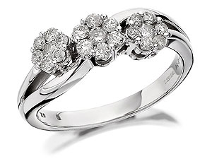 Unbranded 9ct White Gold And Diamond Trilogy Crossover