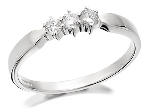 Unbranded 9ct White Gold And Diamond Trilogy Ring 25pts -