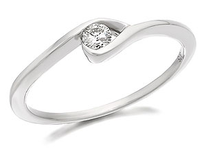 Unbranded 9ct White Gold And Diamond Twist Ring 10pts -