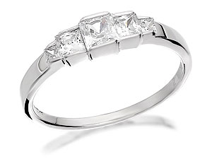 Unbranded 9ct White Gold And Five Cubic Zirconia Ring -
