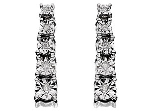 Unbranded 9ct White Gold And Five Diamond Drop Earrings