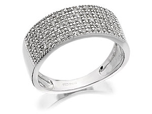 Unbranded 9ct White Gold And Five Row Diamond Band Ring