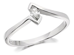 Unbranded 9ct White Gold And Marquise Diamond Solitaire