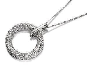 Unbranded 9ct White Gold And Pave Diamond Open Circle