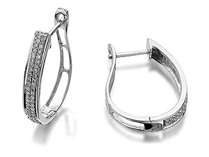 Unbranded 9ct White Gold And Pave Set Diamond Hoop