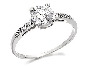 Unbranded 9ct White Gold And Round Cubic Zirconia Ring -