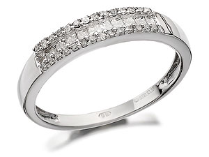 Unbranded 9ct-White-Gold-And-Three-Rows-Of-Diamonds-Half-Eternity-Ring--0.25ct-046644