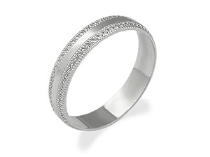 Unbranded 9ct White Gold Beaded Brides Wedding Ring 182394-R