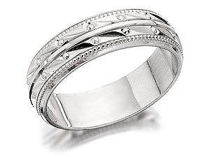 Unbranded 9ct White Gold Beaded Brides Wedding Ring 5mm -