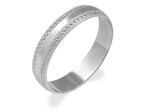 Unbranded 9ct White Gold Beaded Grooms Wedding Ring