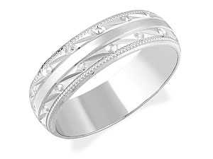 Unbranded 9ct White Gold Beaded Wedding Ring 182409-R