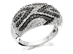 Unbranded 9ct-White-Gold-Black-And-White-1-Carat-Diamond-Band-Ring-047211
