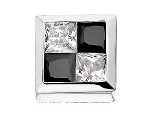 Unbranded 9ct-White-Gold-Black-And-White-Cubic-Zirconia-Single-Earring--073410