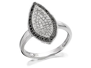 Unbranded 9ct-White-Gold-Black-And-White-Diamond-Marquise-Cluster-Ring--0.5ct-047209
