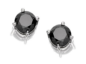 Unbranded 9ct White Gold Black Diamond Earrings 1 carat