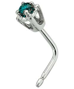 Unbranded 9ct White Gold Blue Diamond Nose Stud
