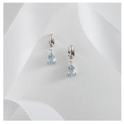 Unbranded 9CT WHITE GOLD BLUE TOPAZ AND DIAMOND EARRINGS