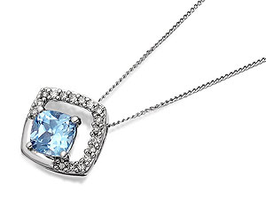 Unbranded 9ct White Gold Blue Topaz And Diamond Heart