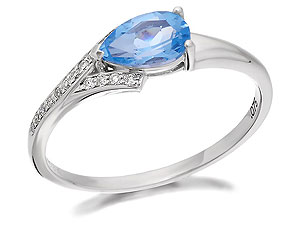 Unbranded 9ct White Gold Blue Topaz And Diamond Ring 7pts