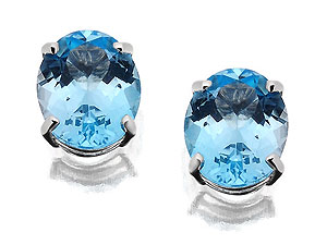 Unbranded 9ct-White-Gold-Blue-Topaz-Earrings--10mm-070915