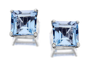 Unbranded 9ct White Gold Blue Topaz Earrings 5mm - 070205