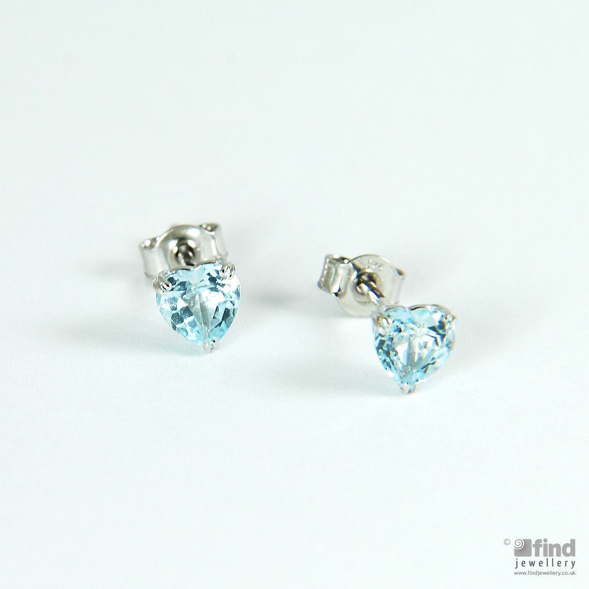 Unbranded 9ct White Gold Blue Topaz Heart Stud Earrings