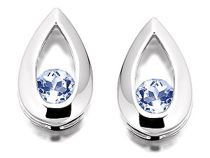 Unbranded 9ct White Gold Blue Topaz Open Teardrop Earrings