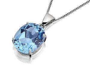Unbranded 9ct White Gold Blue Topaz Pendant And Chain -