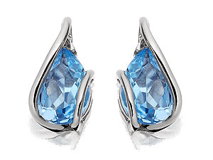 Unbranded 9ct White Gold Blue Topaz Teardrop Earrings