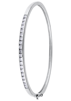 Unbranded 9ct White Gold Brilliant Cut Diamond Bangle