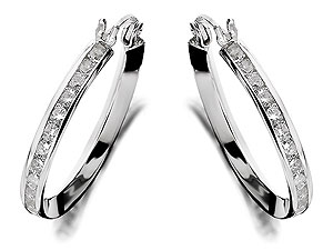 Unbranded 9ct White Gold Channel Set Cubic Zirconia Creole